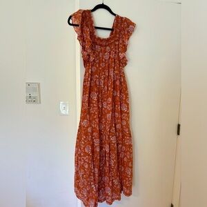 Free People Orange Floral Maxi Dress